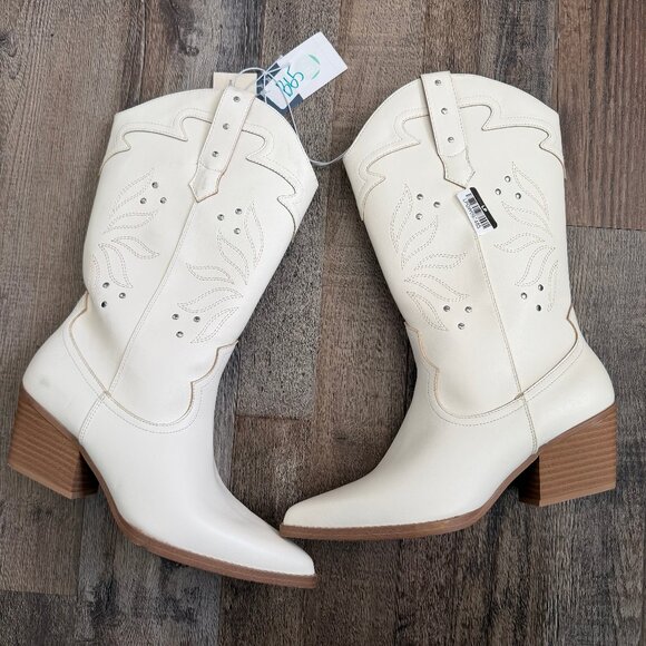 Womens Iris Studded Western Cowboy Boots - Universal Thread White 8.5 - Picture 4 of 7